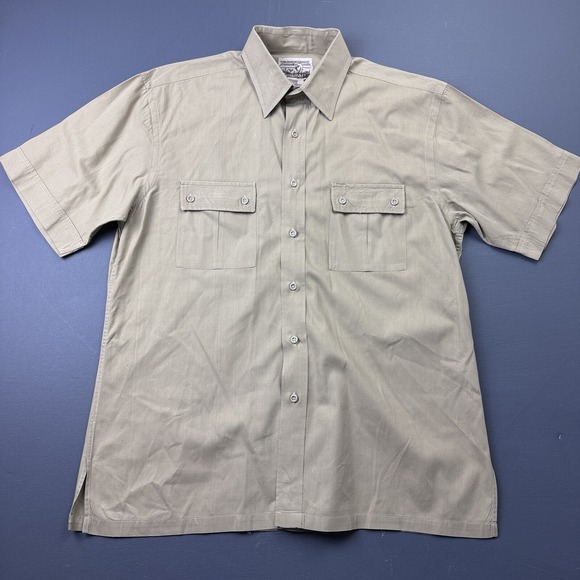 Terramar Work Shirt Men's Large Khaki Button Up Short Sleeve Utility Outdoors - Picture 1 of 10